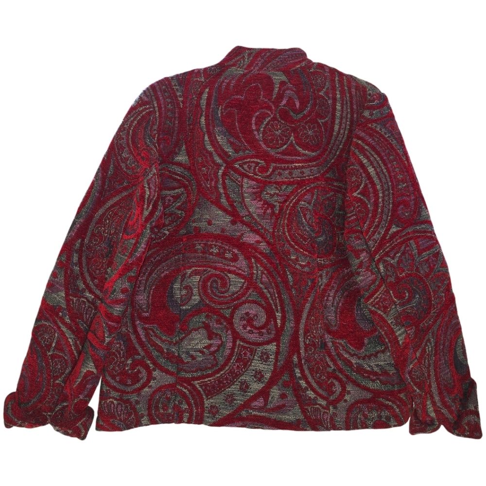 Vtg Coldwater Creek Tapestry Blazer Jacket Sz Medium Open Front Paisley Western — image 2 of 4